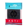 Розетка 1-м СП ASTI 16А IP20 с заземл. термопласт в сборе черн. бархат. LEZARD 7081-4242-122B