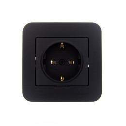 Розетка 1-м СП ASTI 16А IP20 с заземл. термопласт в сборе черн. бархат. LEZARD 7081-4242-122B
