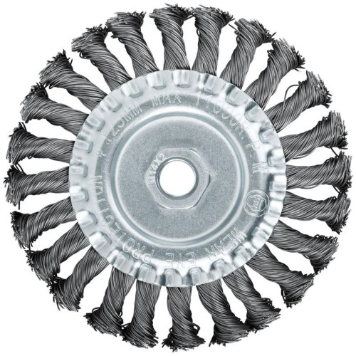Корщетка-колесо гайка М14 стальная витая проволока 125мм FIT 39123