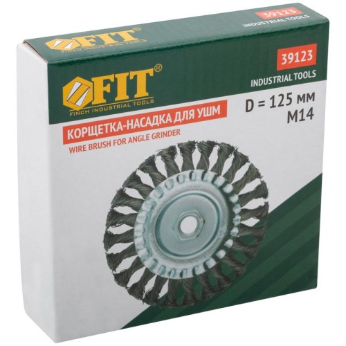 Корщетка-колесо гайка М14 стальная витая проволока 125мм FIT 39123