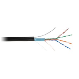 Кабель витая пара F/UTP кат.5E 4х2х24AWG solid PE OUTDOOR черн. (уп.305м) NETLAN EC-UF004-5E-PE-SW-B