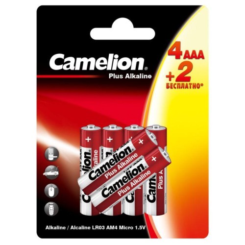 Элемент питания алкалиновый AAA/LR03 1.5В Plus Alkaline 4+2LR03-BP 4+2 бесплатно промо (уп.6шт) Came