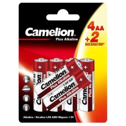 Элемент питания алкалиновый AA/LR6 1.5В Plus Alkaline 4+2LR6-BP 4+2 бесплатно промо (уп.6шт) Camelio