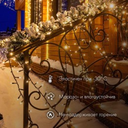 Гирлянда светодиодная "Нить" 10м 100LED красн. 10Вт 230В IP65 постоян. свечение провод ПВХ прозр. (н