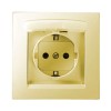 Розетка 1-м СП Simon15 16А IP44 250В с заземл. Schuko защ. шторки с крышкой винт. клеммы сл. кость S