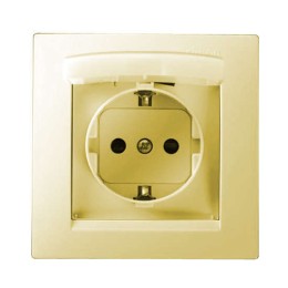 Розетка 1-м СП Simon15 16А IP44 250В с заземл. Schuko защ. шторки с крышкой винт. клеммы сл. кость S