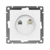 Розетка компьютерная + телефонная 2-м СП Афина механизм бел. Universal A0052