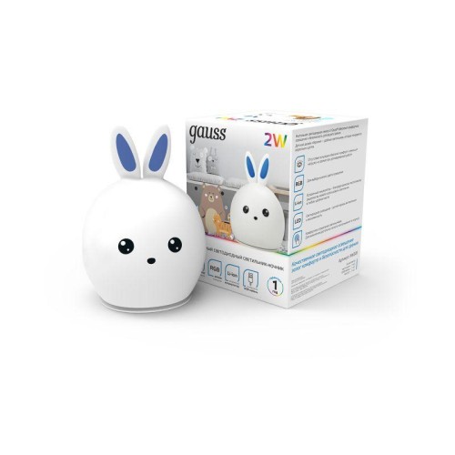 Светильник настольный 2Вт RGB кролик аккум. Li-ion USB кабель детский ночник бел. GAUSS NN301
