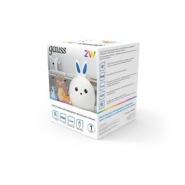 Светильник настольный 2Вт RGB кролик аккум. Li-ion USB кабель детский ночник бел. GAUSS NN301