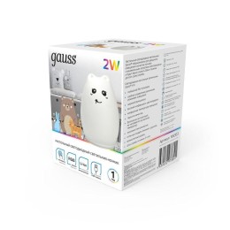 Светильник настольный 2Вт RGB кошка аккум. Li-ion USB кабель детский ночник бел. GAUSS NN303