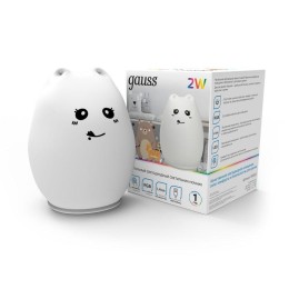 Светильник настольный 2Вт RGB кошка аккум. Li-ion USB кабель детский ночник бел. GAUSS NN303
