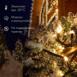 Гирлянда светодиодная "Нить" 10м 100LED син. 12Вт 24В IP65 эффект мерцания провод ПВХ бел. Neon-Nigh