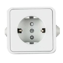 Розетка 1-м AQUA 3113 защ. шторки с заземл. п/герм. бел. ASD / IN HOME 4690612003450