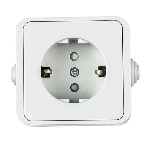 Розетка 1-м AQUA 3113 защ. шторки с заземл. п/герм. бел. ASD / IN HOME 4690612003450