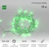 Гирлянда светодиодная "Нить" 10м 100LED зел. 12Вт 24В IP65 эффект мерцания провод ПВХ прозр. Neon-Ni