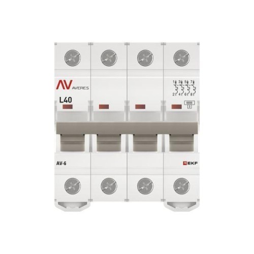 Выключатель автоматический модульный 4п L 40А 6кА AV-6 AVERES EKF mcb6-4-40L-av