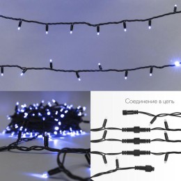 Гирлянда светодиодная "Нить" 20м 200LED син. 230В IP67 эффект мерцания провод каучук черн. соединяет