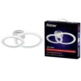 Люстра потолочная светодиодная диммируемая RIFLESSO с ДУ 3 режима 470х330х120 52Вт 16кв.м бел. Ritte