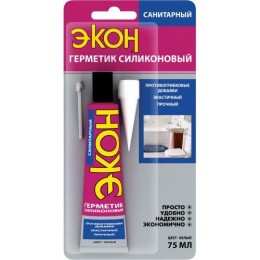 Герметик "ЭКОН" силиконовый санитарный 75мл на БК бел. Момент Б0043118