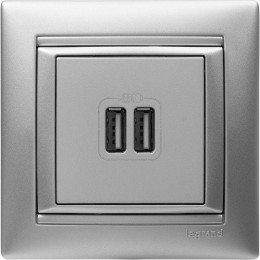 Розетка USB 2-м СП Valena алюм. Leg 770270
