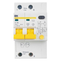 Выключатель автоматический дифференциального тока 2п C 16А 100мА тип AC 4.5кА АД-12 KARAT IEK MAD10-