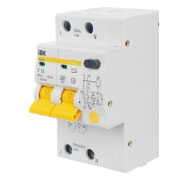 Выключатель автоматический дифференциального тока 2п C 16А 100мА тип AC 4.5кА АД-12 KARAT IEK MAD10-