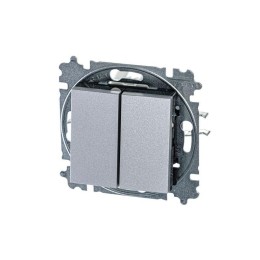 Выключатель 2-кл. СП Levit IP20 серебр./дым. черн. ABB 2CHH590545A6070