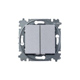 Выключатель 2-кл. СП Levit IP20 серебр./дым. черн. ABB 2CHH590545A6070