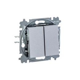 Выключатель 2-кл. СП Levit IP20 серебр./дым. черн. ABB 2CHH590545A6070