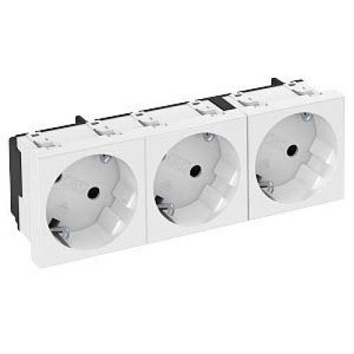 Розетка 3-м 3х2К+3 под углом 33град. шторки 16А 250В (45х135мм - 3 модуля Modul45) бел. OBO 6120123