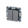 Выключатель 2-кл. СП Levit IP20 сталь/дым. черн. ABB 2CHH590545A6069