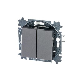Выключатель 2-кл. СП Levit IP20 сталь/дым. черн. ABB 2CHH590545A6069
