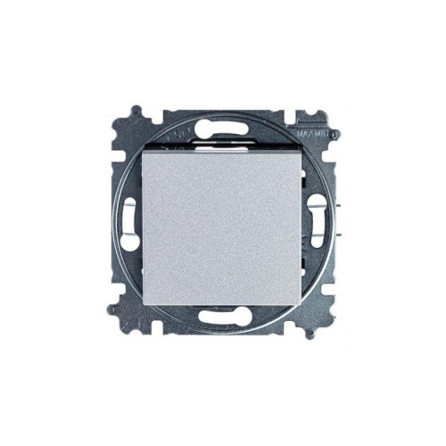 Выключатель кнопочный 1-кл. СП Levit IP20 серебр./дым. черн. ABB 2CHH599145A6070