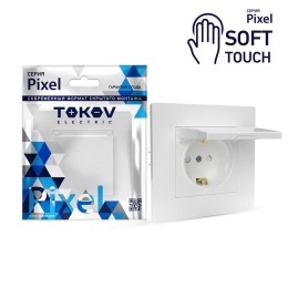 Розетка 1-м СП Pixel 16А IP20 с заземл. защ. шторки с крышкой механизм айс TOKOV ELECTRIC TKE-PX-R1Z