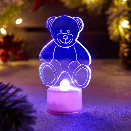 Фигура светодиодная "Мишка 2D" 1LED RGB 0.1Вт IP20 на подставке элементы питания 3хAG13(LR44) (в ком