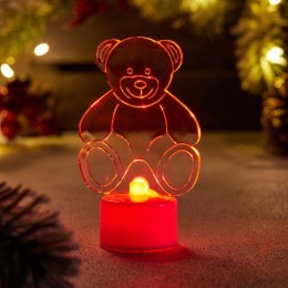 Фигура светодиодная "Мишка 2D" 1LED RGB 0.1Вт IP20 на подставке элементы питания 3хAG13(LR44) (в ком