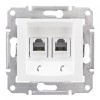 Розетка телефонная 2-м СП Sedna RJ11 механизм бел. SchE SDN4201121