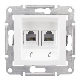 Розетка телефонная 2-м СП Sedna RJ11 механизм бел. SchE SDN4201121