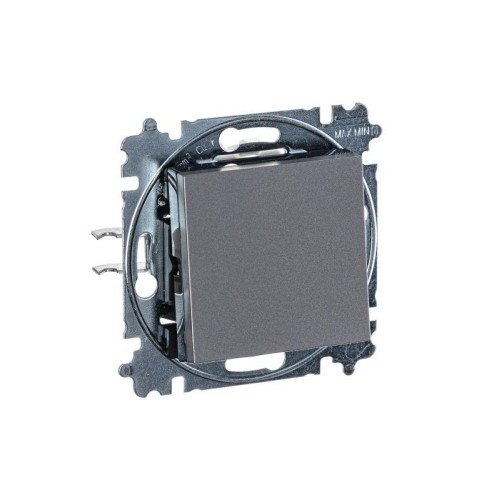 Выключатель 1-кл. СП Levit IP20 сталь/дым. черн. ABB 2CHH590145A6069