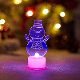 Фигура светодиодная "Снеговик с шарфом 2D" 1LED RGB 0.1Вт IP20 на подставке элементы питания 3хAG13(