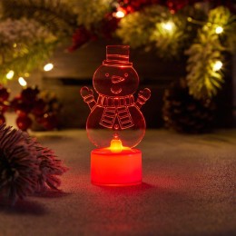 Фигура светодиодная "Снеговик с шарфом 2D" 1LED RGB 0.1Вт IP20 на подставке элементы питания 3хAG13(