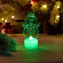 Фигура светодиодная "Снеговик с шарфом 2D" 1LED RGB 0.1Вт IP20 на подставке элементы питания 3хAG13(