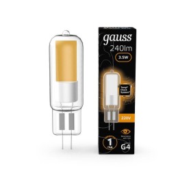 Лампа светодиодная Black 3.5Вт капсульная 3000К тепл. бел. G4 240лм стекло GAUSS 107807103