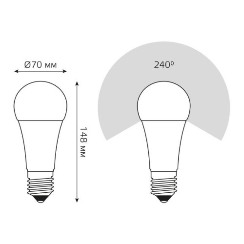 Лампа светодиодная Black 22Вт A70 грушевидная 4100К нейтр. бел. E27 2000лм GAUSS 102502222