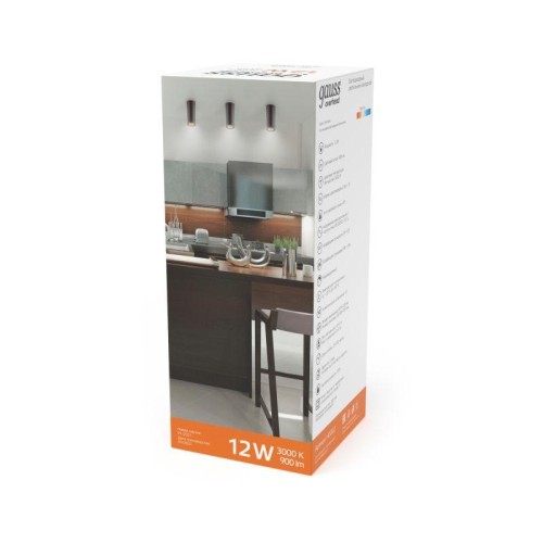 Светильник светодиодный 12Вт 3000К 900лм 79х200мм накладной черн. золото GAUSS HD009