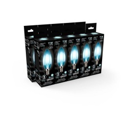 Лампа светодиодная филаментная Black Filament 11Вт свеча 4100К нейтр. бел. E14 830лм GAUSS 103801211