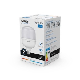 Лампа светодиодная Elementary 60Вт T160 цилиндр 6500К холод. бел. E27 5600лм GAUSS 63236