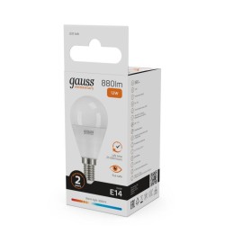 Лампа светодиодная Elementary 12Вт P45 шар 3000К тепл. бел. E14 880лм GAUSS 53112