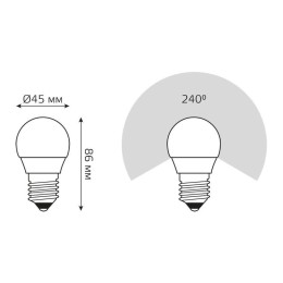 Лампа светодиодная Elementary 12Вт P45 шар 3000К тепл. бел. E27 880лм GAUSS 53212