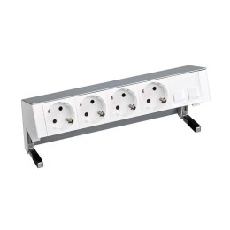 Блок розеточный настольный Simon 400 4х2P+E адаптер для 2хRJ45 моноблок алюм. Simon 42504020-133